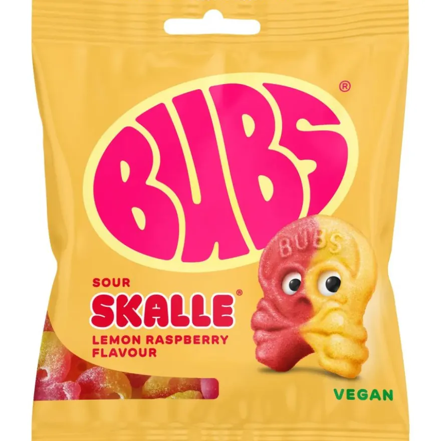 BUBS Sour Lemon Raspberry Mini Skalle 155 g