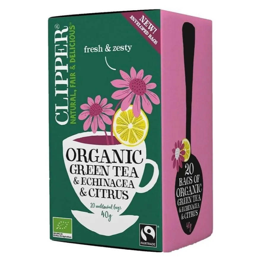 Clipper Organic Green Tea & Echinacea & Citrus 20 teepussia