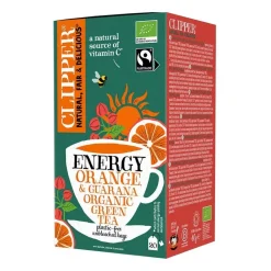 Clipper Organic Green Tea Energy Orange & Guarana 20 teepussia