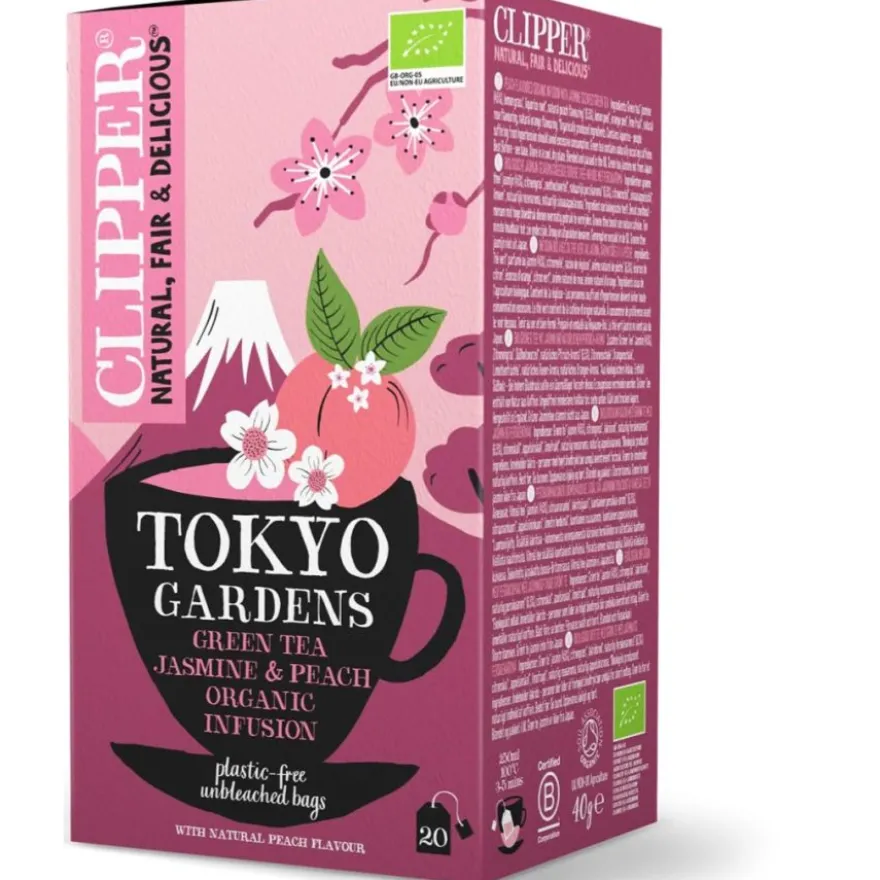 Clipper Tokyo Gardens Green Tea Jasmine & Peach Organic Infusion, 20 teepussia