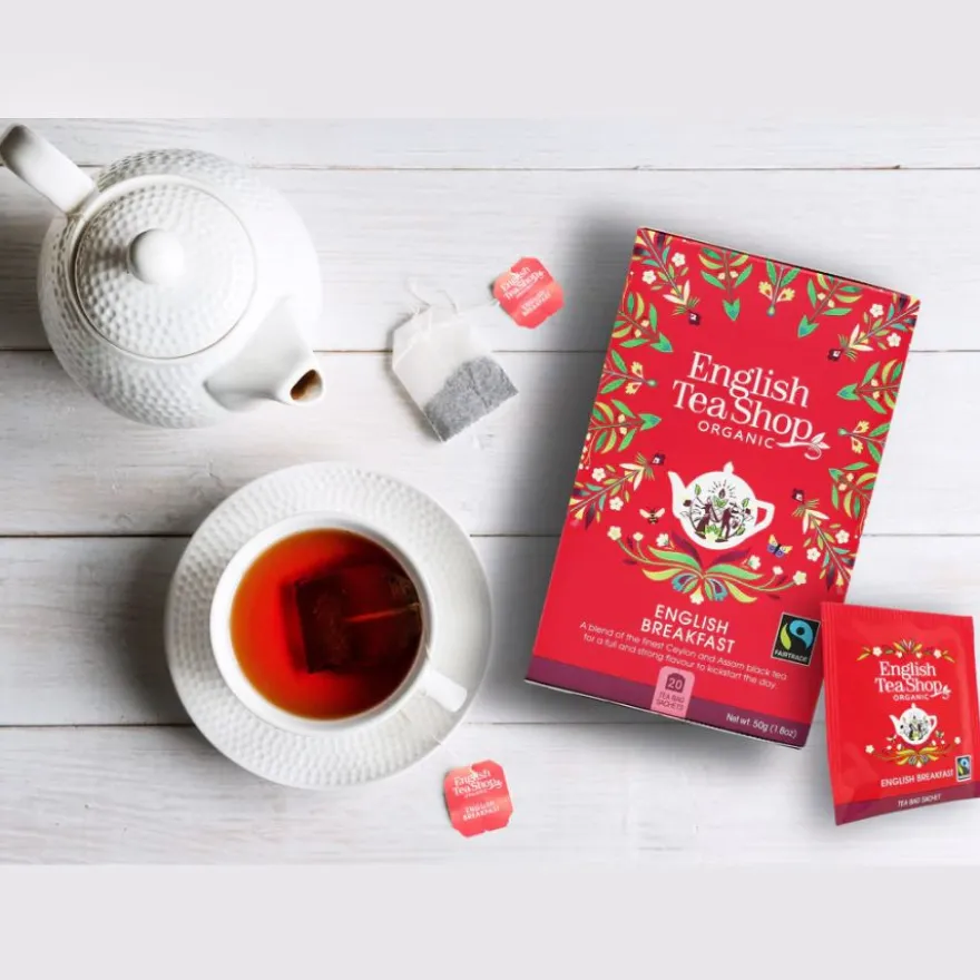 English Tea Shop Organic Black Tea English Breakfast, 20 teepussia