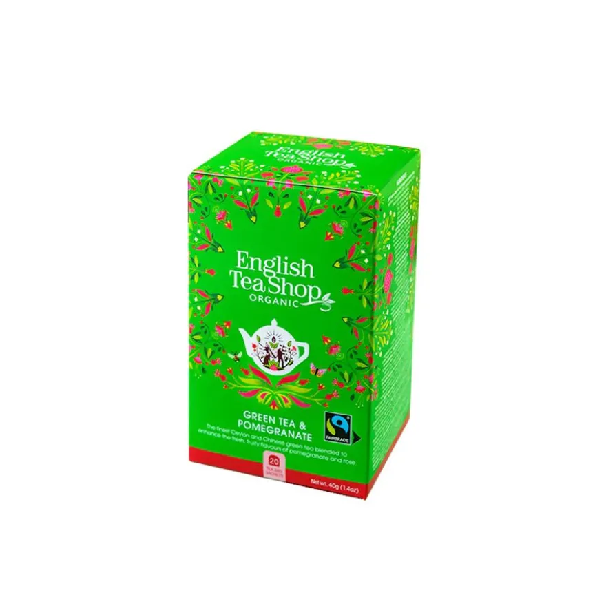 English Tea Shop Organic Green Tea & Pomegranate, 20 teepussia