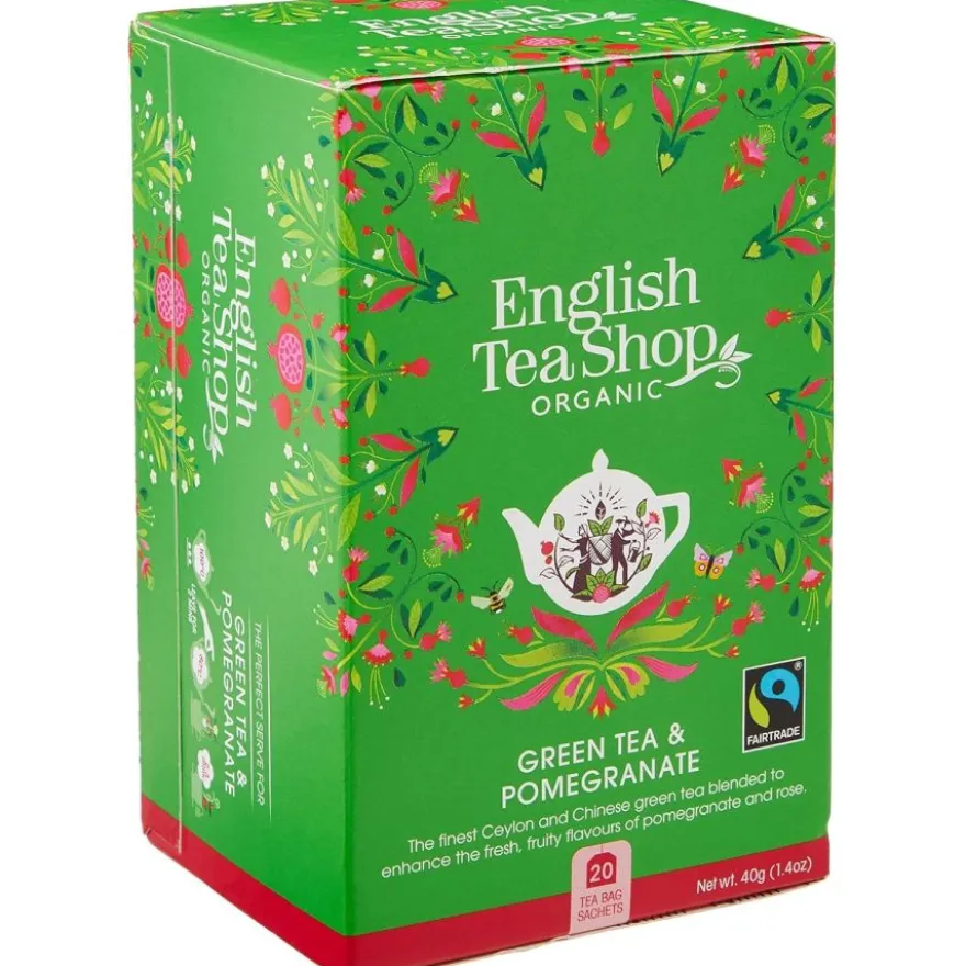 English Tea Shop Organic Green Tea & Pomegranate, 20 teepussia