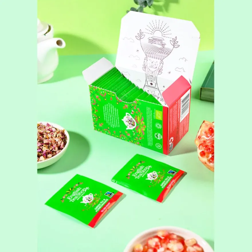 English Tea Shop Organic Green Tea & Pomegranate, 20 teepussia