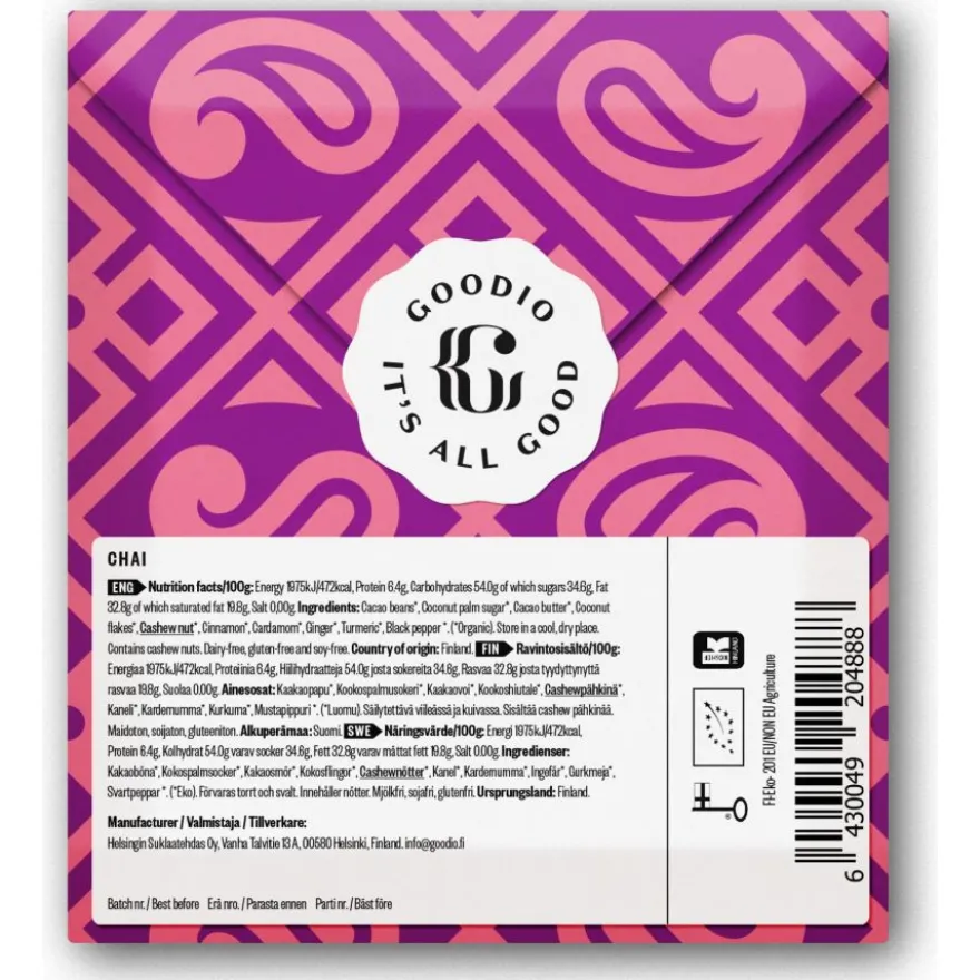 Goodio Chai luomu-suklaa 50%, 48 g