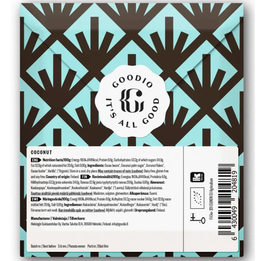 Goodio Coconut luomu-suklaa 51%, 48 g