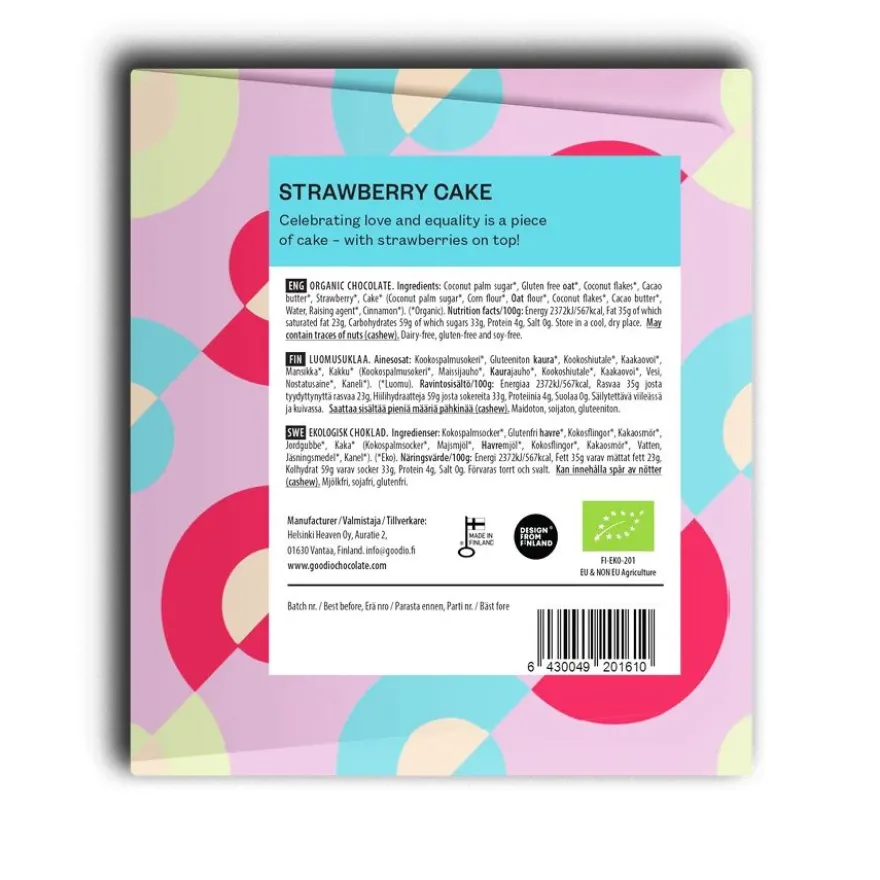 Goodio Strawberry Cake luomu-valkosuklaa 48 g