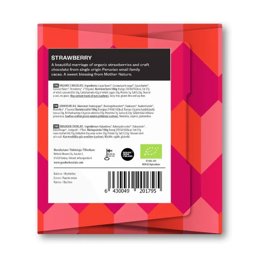 Goodio Strawberry luomu-suklaa 49%, 48 g