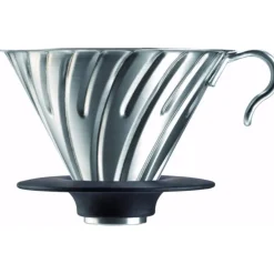 Hario V60-02 teräksinen suodatinsuppilo silikonikauluksella