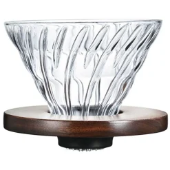 Hario V60 Walnut Wood Dripper koko 02 lasinen suodatinsuppilo