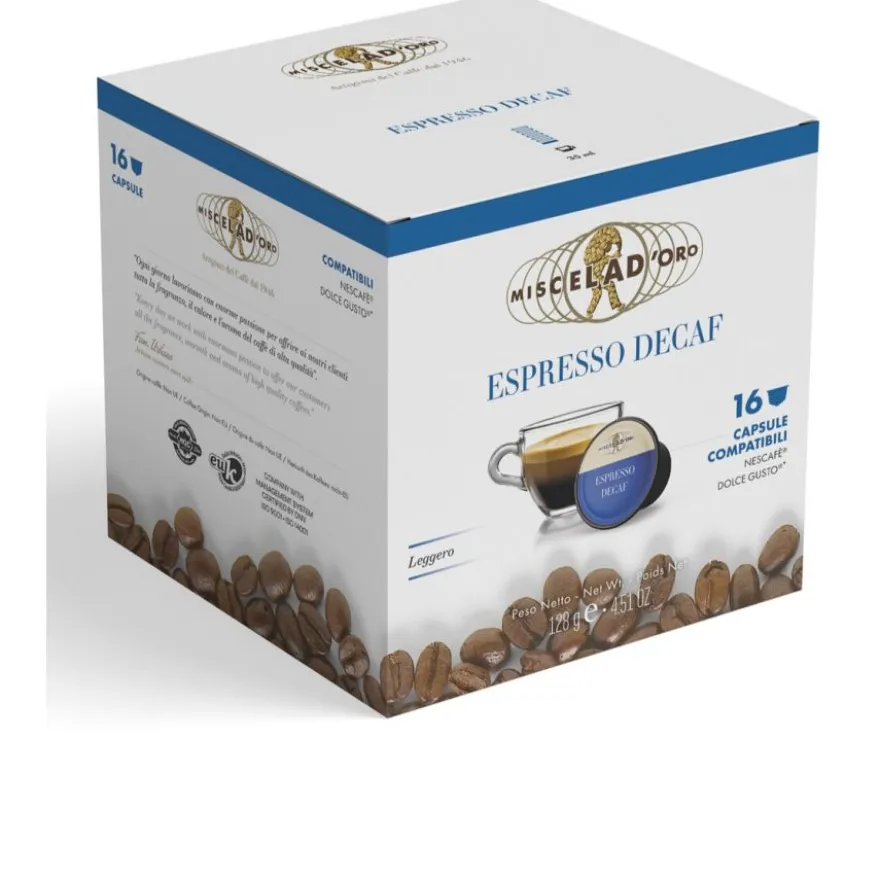 Miscela d'Oro Espresso Decaf, Dolce Gusto®-yhteensopiva kofeiiniton kahvikapseli, 16 kpl