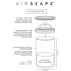 Planetary Design Airscape® Classic Stainless Steel säilytyspurkki, Charcoal