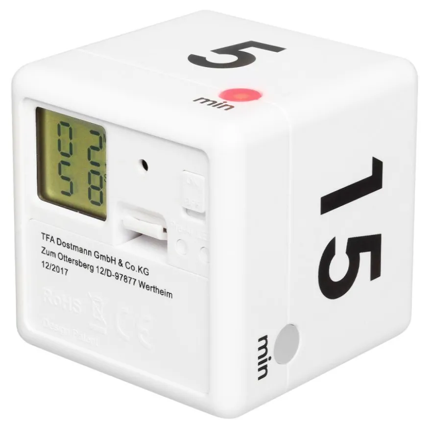 TFA Cube digitaalinen ajastin, valkoinen